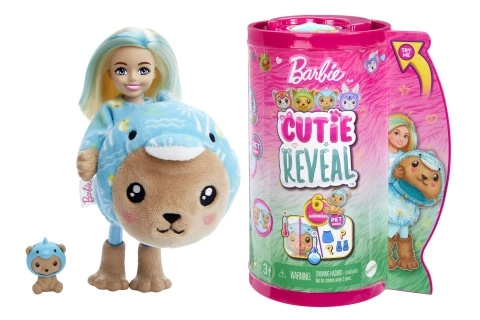 Panenka Barbie Cutie Reveal Chelsea Teddy Bear - Delfín