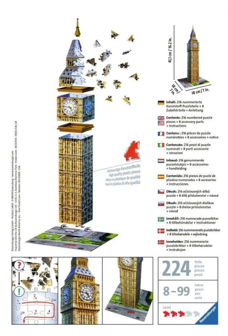 Ravensburger 3D puzzle Big Ben Londýn 216 dílků