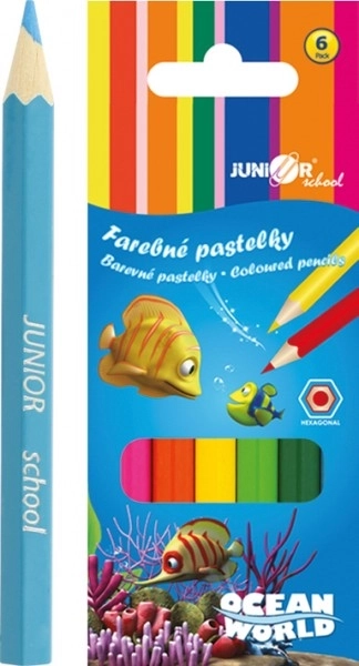 Pastelky Ocean World šestihranné barevné 6 ks