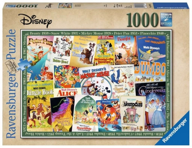 Puzzle Disney Vintage Filmové Plakáty 1000 ks Ravensburger