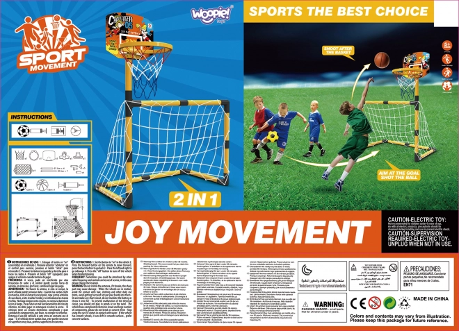 Woopie sportovní set 2v1 basketbal a fotbalová branka