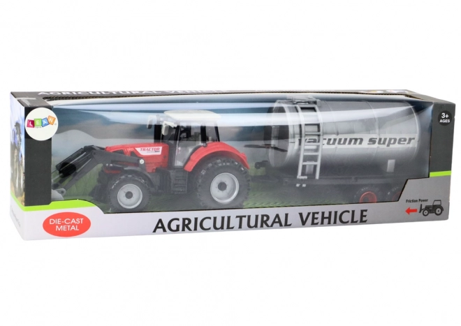 Zemědělský traktor bagr s cisternou Červený pohon
