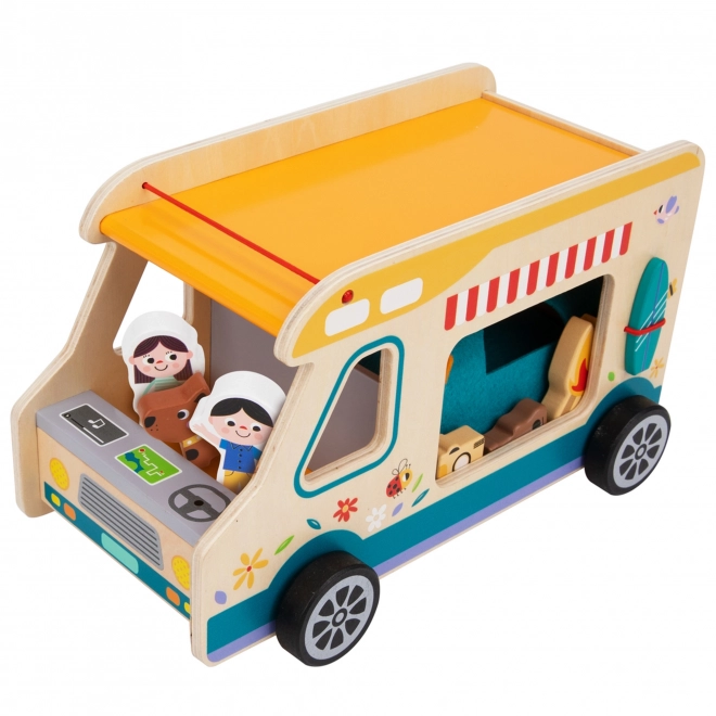 Tooky Toy dřevěný karavan s postavami pro kempování