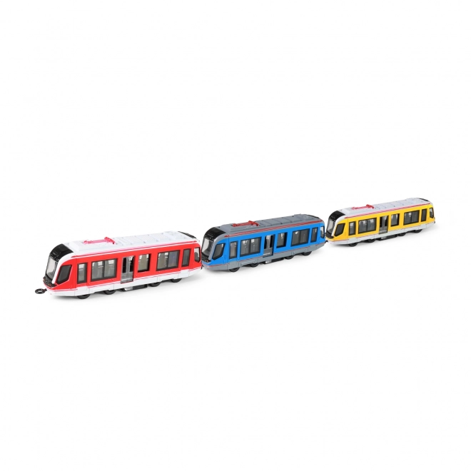 Kovová tramvaj modrá 20cm