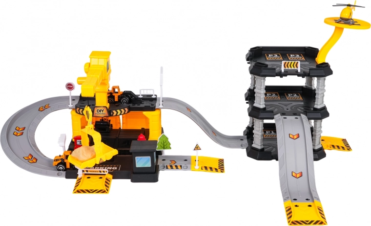 Tříúrovňové parkoviště se sjezdy