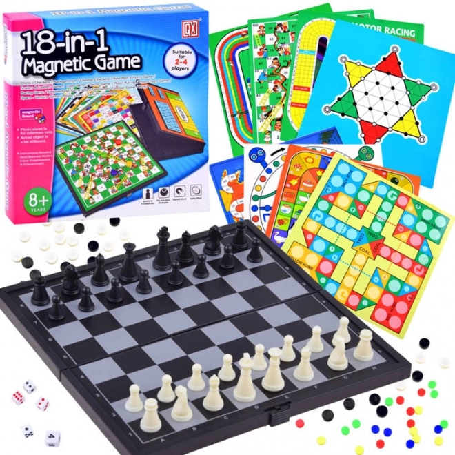 Herní set 18 v 1 stolní hra šachy GR0081