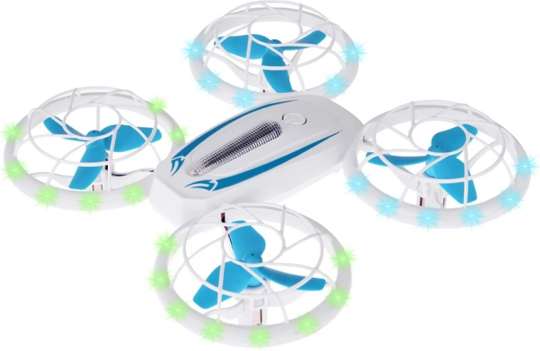 Bezpečné létání díky krytům vrtulí a LED