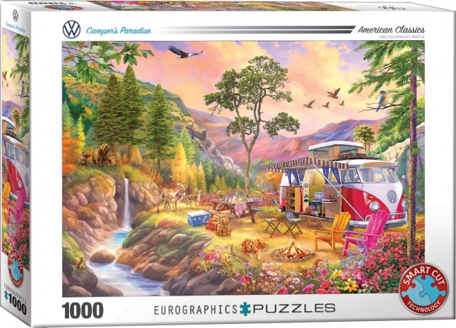 EUROGRAPHICS puzzle s motivem VW Bus – ráj pro táborníky 1000 dílků