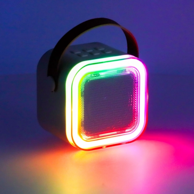 Karaoke set 2 mikrofony + přenosný reproduktor BLUETOOTH USB LED růžová