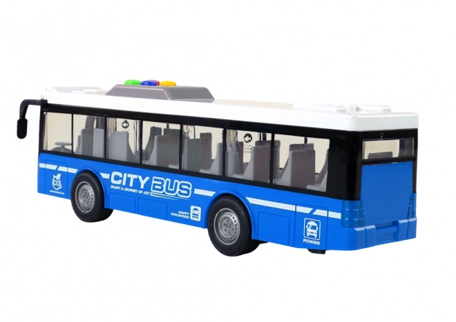 Interaktivní autobus na baterie s osvětlením a zvuky modrý 1:16