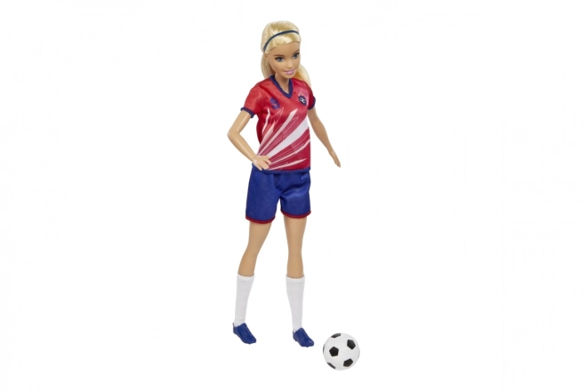 Barbie fotbalová panenka v červeném dresu