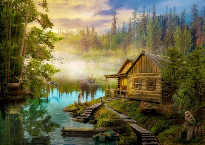 Enjoy puzzle srub u řeky – 1000 dílků