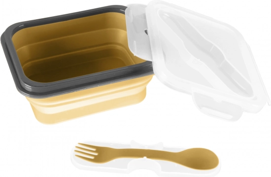 Skládací silikonový svačinový box se sporkem Mustard Yellow
