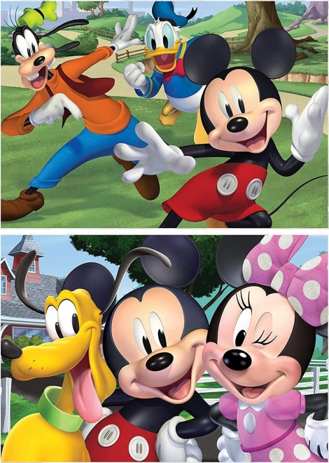 EDUCA Dřevěné puzzle Mickey a přátelé 2x50 dílků