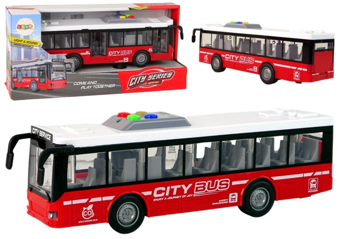 Interaktivní autobus zelený na baterie s frikčním pohonem 1:16 – Červený