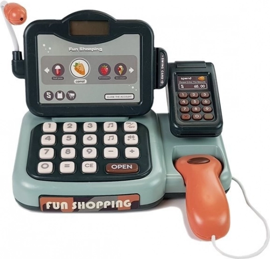 Skutečná hra na obchod se skenerem a terminálem