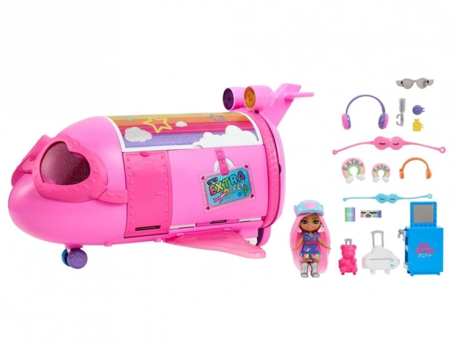 Růžový letoun Barbie Extra Fly Minis s loutkou pilotkou