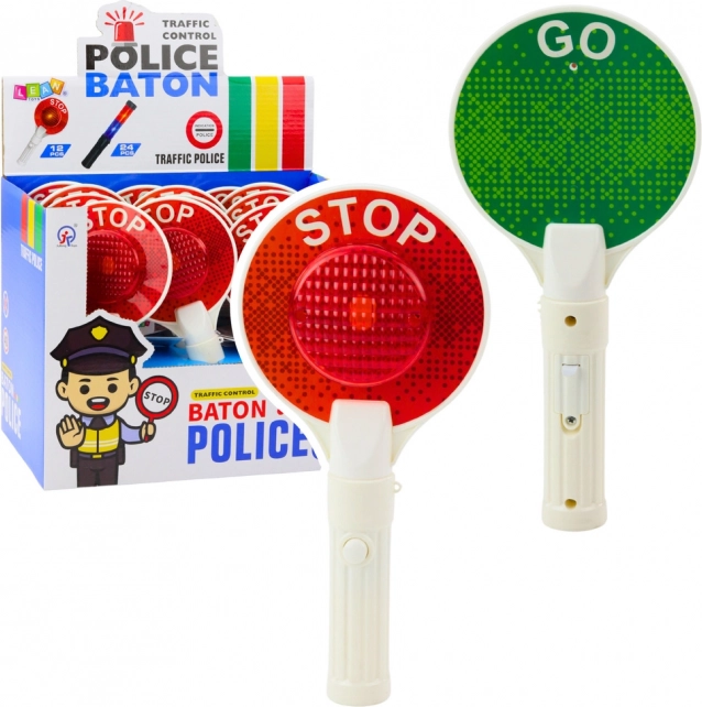 Dětský policejní signální terč STOP/GO se světlem
