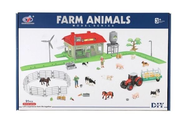 Sada domácí farma se zvířaty a traktorem