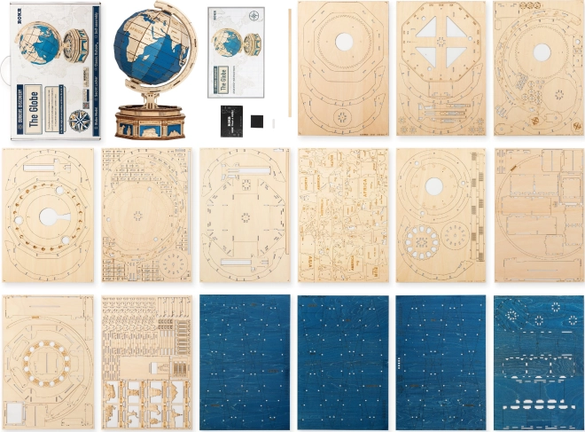 Dřevěné mechanické puzzle globus ROKR s tajnými schránkami