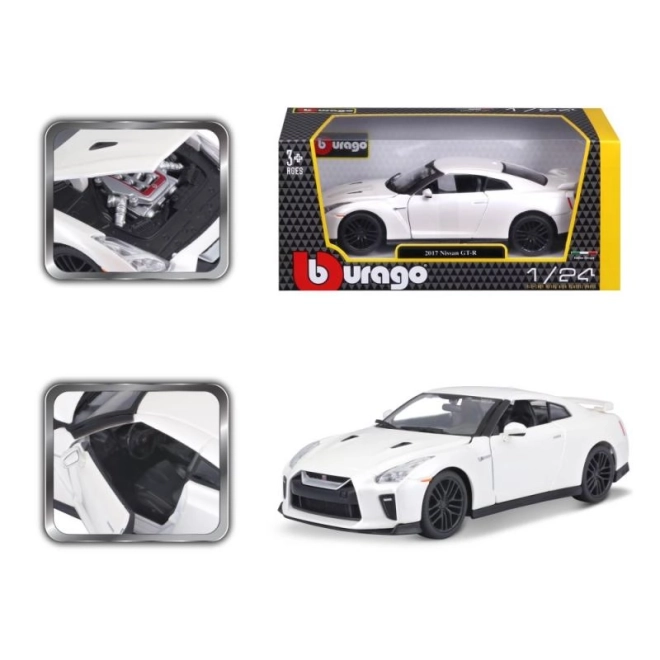 Nissan GT-R Bburago 1:24 metallic bílá – Bílý