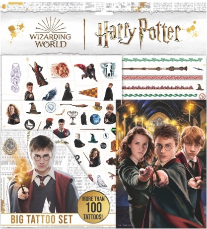 Velký set tetování HARRY POTTER s omalovánkami v sáčku