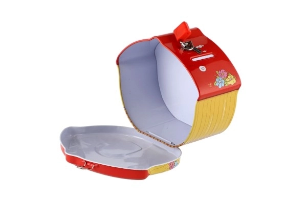 Pokladnička domeček plechová se zámkem 16x8cm - 1ks