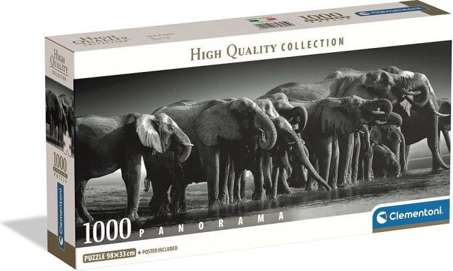 Panoramatické puzzle stádo slonů 1000 dílků