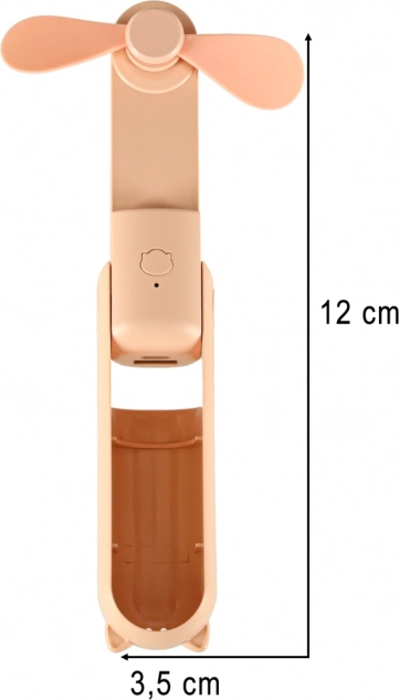 Mini skládací stolní větrák s USB růžový