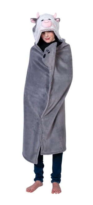 Hřejivá deka s kapucí Kravička od Cozy Noxxiez