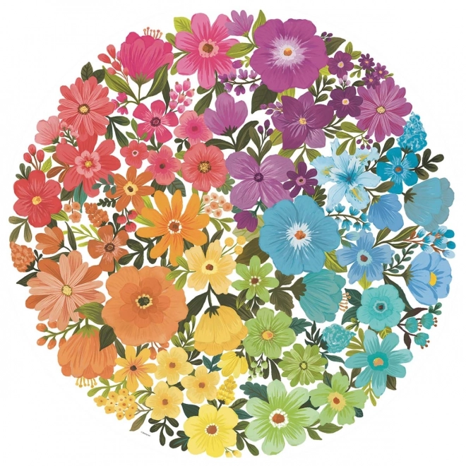 RAVENSBURGER Kulaté puzzle Kruh barev: Květiny 500 dílků