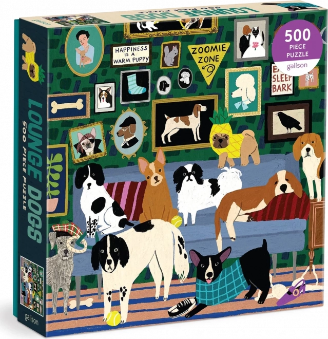 GALISON Čtvercové puzzle Psi v salonku 500 dílků