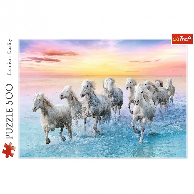 Puzzle 500 dílků Bílé koně v trysku Trefl