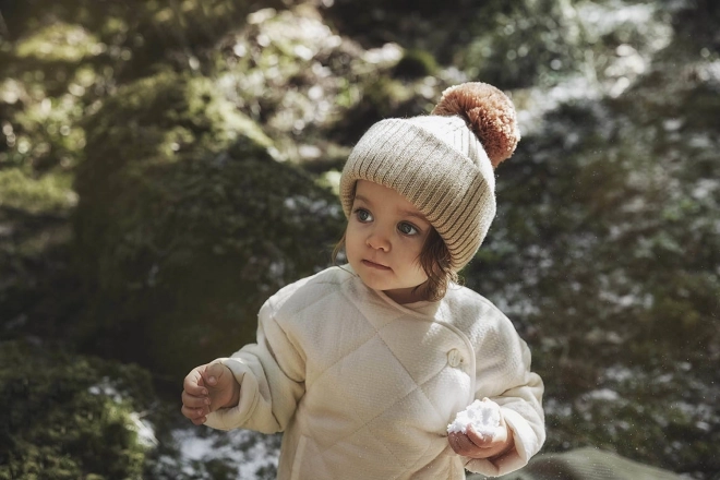 Elodie Details - Vlněná čepice z tvídu 0-6 měsíců –  Pure Khaki || Béžová/šedá
