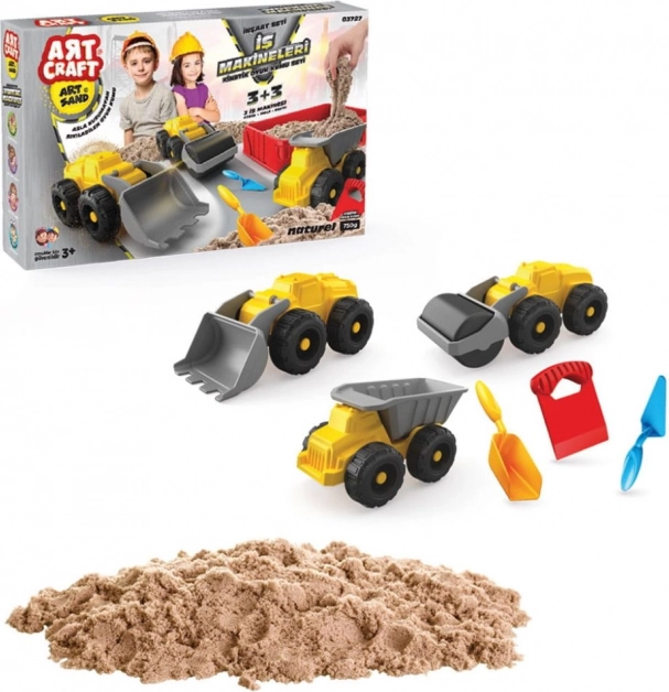 ART CRAFT sada kinetického písku s stavebními vozidly
