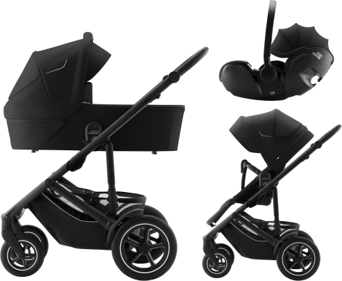 Set kočárek Smile 5Z s hlubokou korbou a autosedačkou Baby-Safe Pro Classic, Space Black