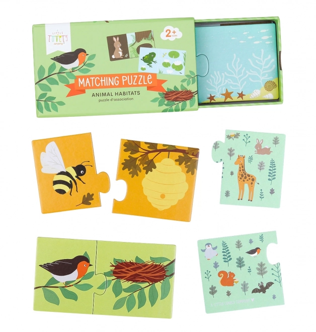A Little Lovely Company Přiřazovací puzzle – Zvířecí domečky