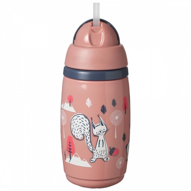 Tommee Tippee růžový termohrnek se slámkou 266 ml