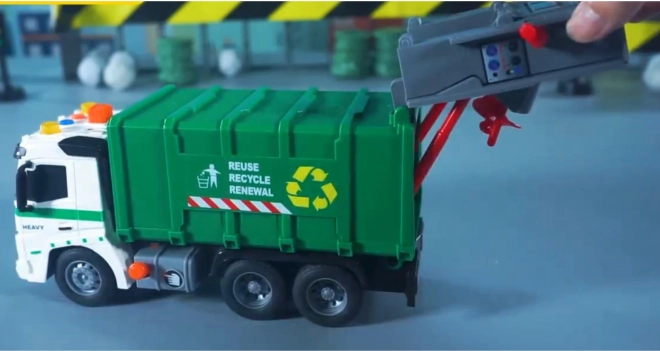 Interaktivní popelářské auto Woopie s efekty zvuku a světla v měřítku 1:16