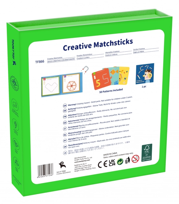 Dřevěná Montessori skládačka kreativní zápalky