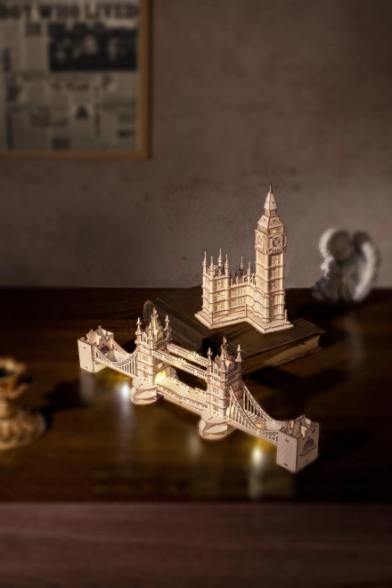 RoboTime dřevěné 3D puzzle most Tower Bridge svítící