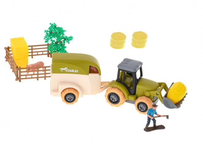 Farmářská sada s traktory a domácími zvířátky