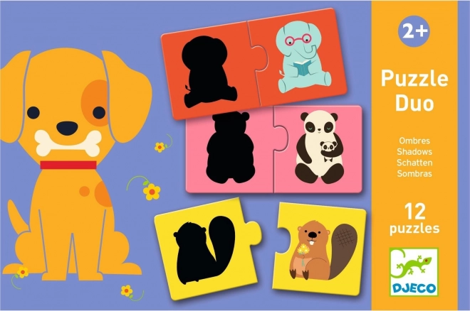 DJECO Puzzle Zvířecí stíny 12x2 dílků