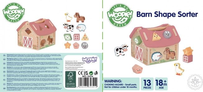 WOOPIE Dřevěná Farma Třídící hračky a Barvy 13 ks