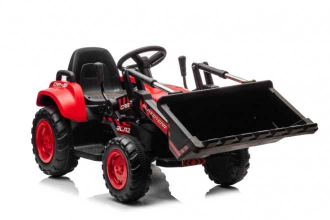Dětský červený traktor s nabíjecím akumulátorem a lžící