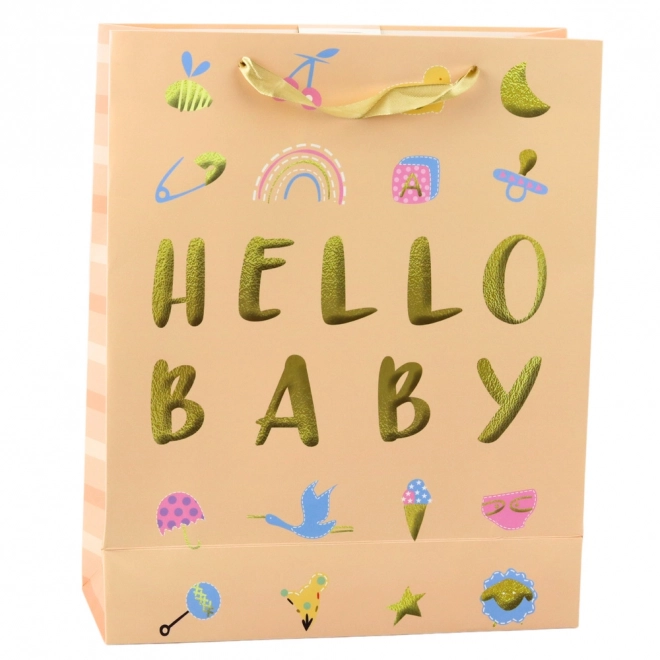 Dárková taška pro dítě Hello Baby broskvová