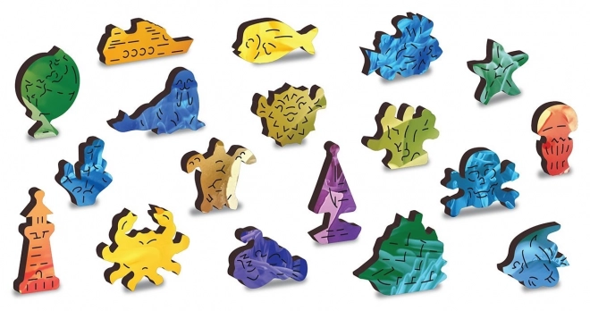 Dřevěné puzzle tropické ryby dvakrát jinak
