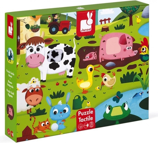 Janod hmatové puzzle Zvířátka na farmě 20 dílků