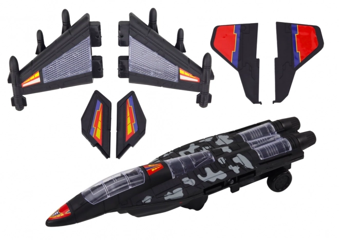 F35 Vojenská stíhačka Světla pro řízení Zvuky Černá