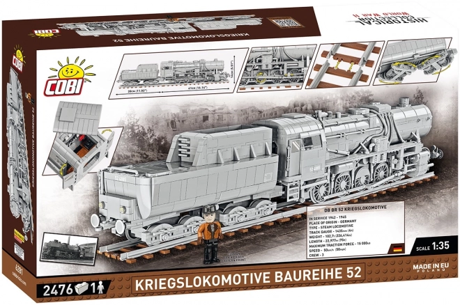 Cobi 6281 World War II 1:35 Parní lokomotiva Kriegslokomotive Baureihe 52 s tendrem
